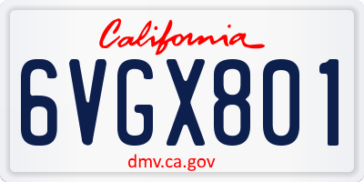 CA license plate 6VGX801