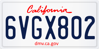 CA license plate 6VGX802