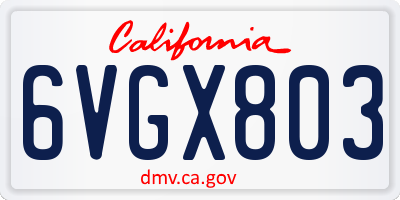 CA license plate 6VGX803