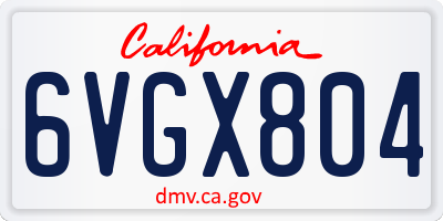 CA license plate 6VGX804