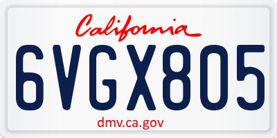 CA license plate 6VGX805