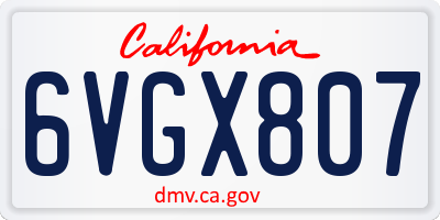 CA license plate 6VGX807