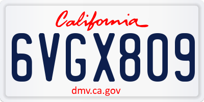 CA license plate 6VGX809