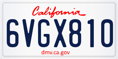 CA license plate 6VGX810