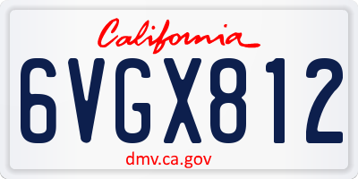 CA license plate 6VGX812