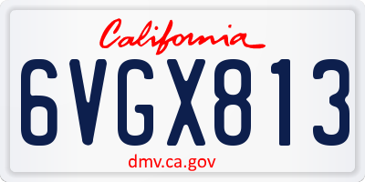 CA license plate 6VGX813