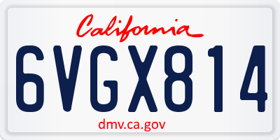 CA license plate 6VGX814