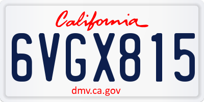 CA license plate 6VGX815