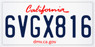 CA license plate 6VGX816
