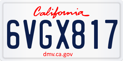 CA license plate 6VGX817