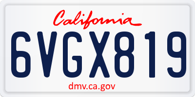 CA license plate 6VGX819