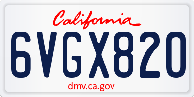 CA license plate 6VGX820