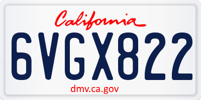 CA license plate 6VGX822