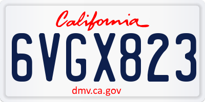 CA license plate 6VGX823
