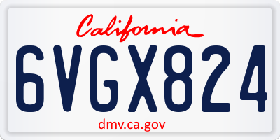 CA license plate 6VGX824
