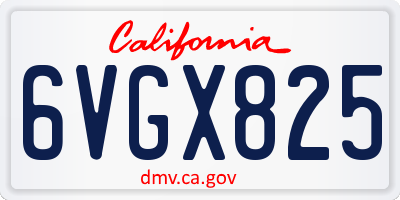 CA license plate 6VGX825