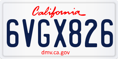 CA license plate 6VGX826