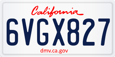 CA license plate 6VGX827