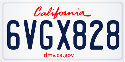 CA license plate 6VGX828