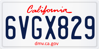 CA license plate 6VGX829