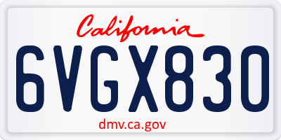 CA license plate 6VGX830