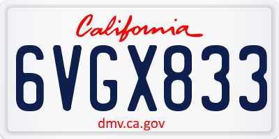 CA license plate 6VGX833