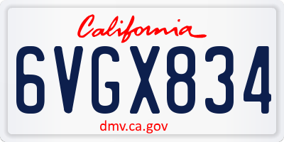 CA license plate 6VGX834