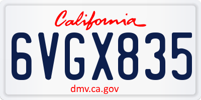 CA license plate 6VGX835