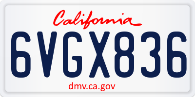 CA license plate 6VGX836