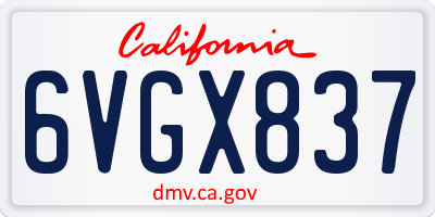 CA license plate 6VGX837
