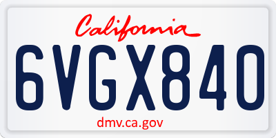 CA license plate 6VGX840