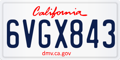 CA license plate 6VGX843