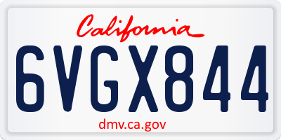 CA license plate 6VGX844