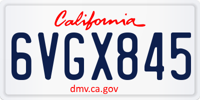 CA license plate 6VGX845