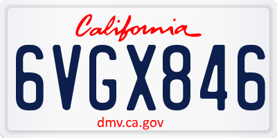 CA license plate 6VGX846