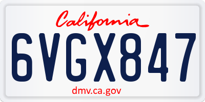 CA license plate 6VGX847