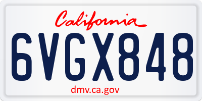 CA license plate 6VGX848