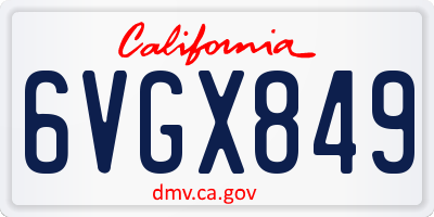 CA license plate 6VGX849
