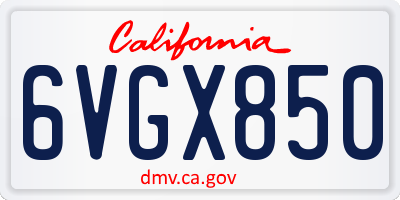 CA license plate 6VGX850