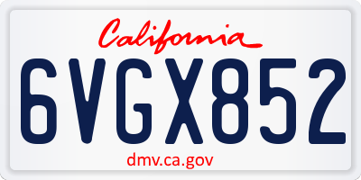 CA license plate 6VGX852
