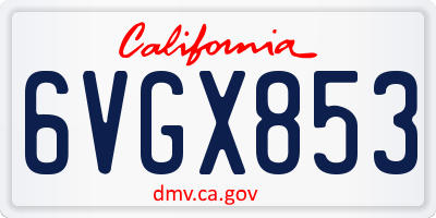 CA license plate 6VGX853