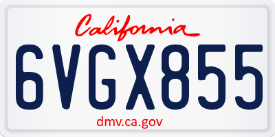 CA license plate 6VGX855