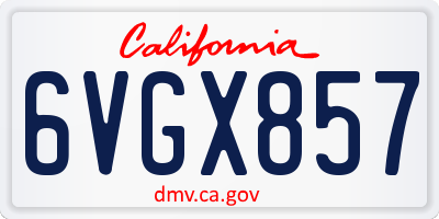 CA license plate 6VGX857