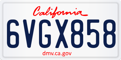 CA license plate 6VGX858