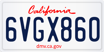 CA license plate 6VGX860