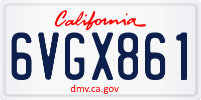 CA license plate 6VGX861