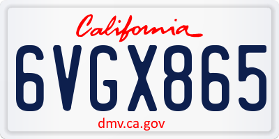 CA license plate 6VGX865