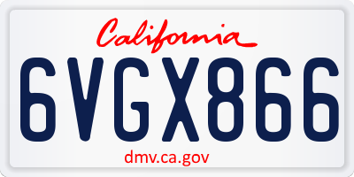 CA license plate 6VGX866