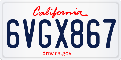 CA license plate 6VGX867