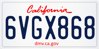 CA license plate 6VGX868
